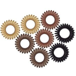 10pcs Spiral Hair Ties - No Crease/Strong Hold/Coil Ponytail Holders Color Black